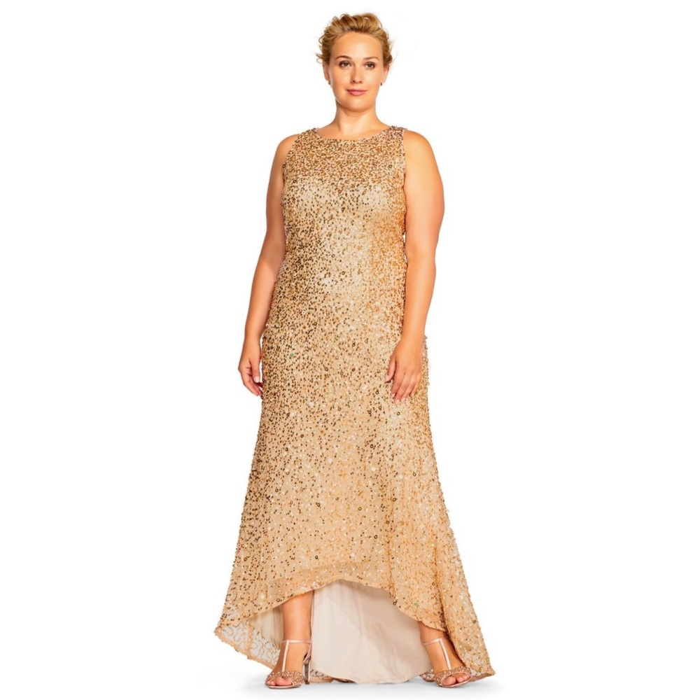 Adrianna Papell High Low Sequin Gown Sz 20W